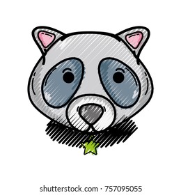 grated cute raccoon head animal and belt with star emblem
