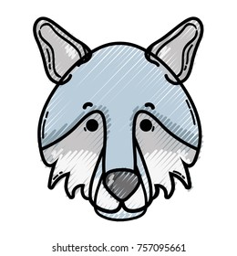 grated cute wolf head wild animal