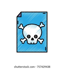 grated danger skull bones alert inside paper