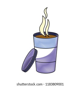 grated delicious hot coffee with plastic cup