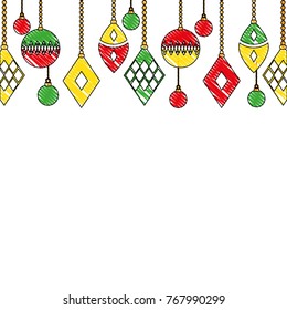 grated differents balls hanging decoration christmas
