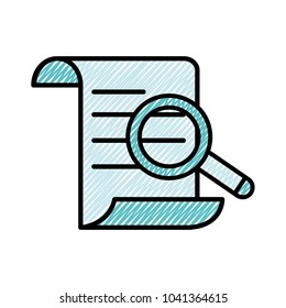 grated document information paper with magnifying glass