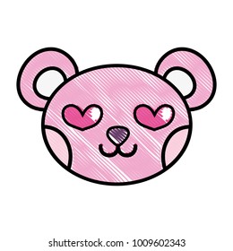 grated enamored bear head cute animal