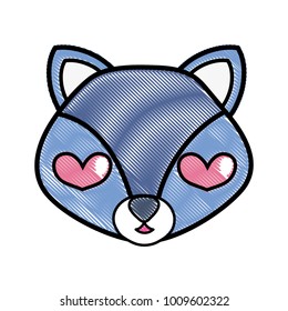 grated enamored fox head cute animal
