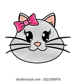 grated female cat head cute animal