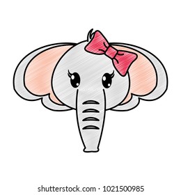 grated female elephant head cute animal