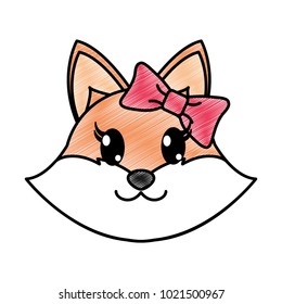 grated female fox head cute animal