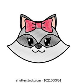 grated female raccoon head cute animal