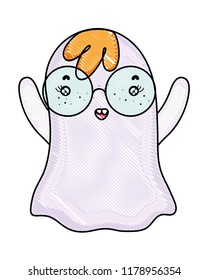 grated funny ghost character wearing glasses