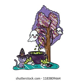 grated funny ghosts with hat wearing hat