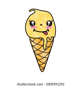 grated funny ice cream kawaii with cornet