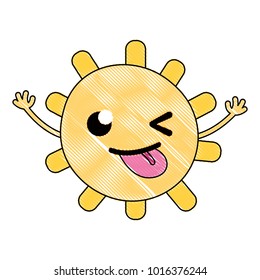 grated funny sun with lights ray kawaii