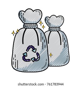 grated garbage trash bags with recycle symbol