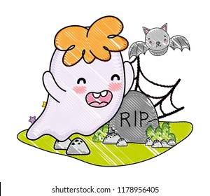 grated ghost with bat and rip stone with spiderweb