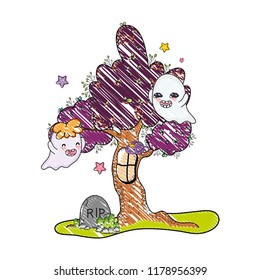grated ghosts and spider in the tree house with rip