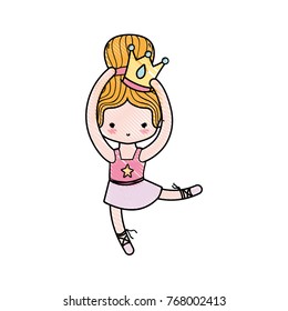 grated girl dancing ballet with crown decoration and bun hair