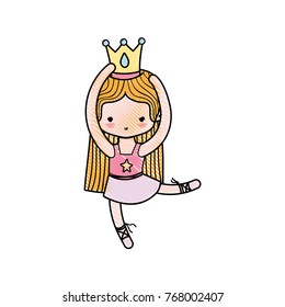 grated girl dancing ballet with professional clothes and straight hair