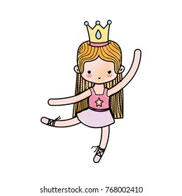 grated girl dancing ballet with professional clothes and crown