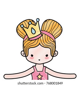 grated girl dancing ballet with two buns hair and professional clothes