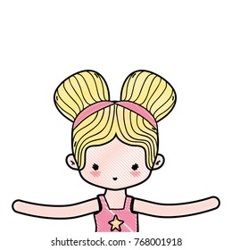 grated girl dancing ballet with two buns hair design