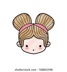 grated girl head with two buns hair design