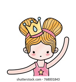 grated girl practice ballet with two buns hair and crown