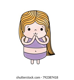 grated girl wth long hair and tender face