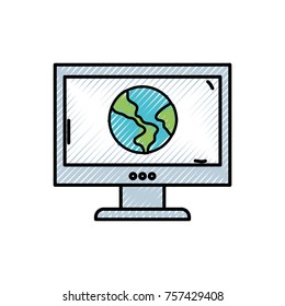 grated global earth planet inside computer technology