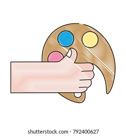 grated hand with art palette tool design