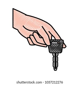 grated hand with car key security object