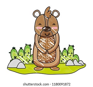 grated happy bear wild animal in the landscape