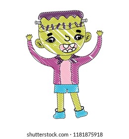 grated happy boy frankenstein with casual clothes