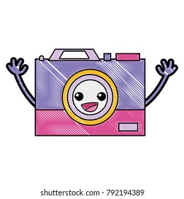 grated happy camera technology kawaii with arms