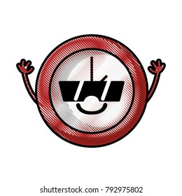 grated happy circle clock kawaii with arms