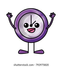 grated happy circle clock kawaii with arms and legs