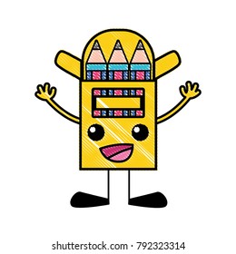 grated happy colored pencil kawaii with arms and legs