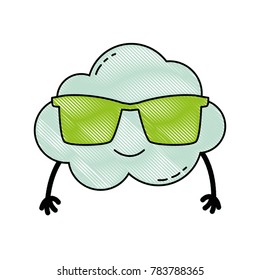 grated happy and cute cloud kawaii weather with sunglasses