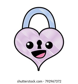 grated happy and cute heart padlock kawaii