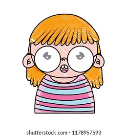 grated happy girl wearing glasses with hairstyle and blouse