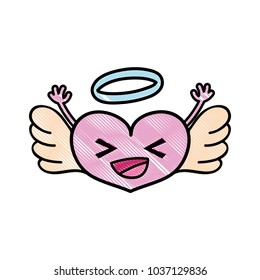 grated happy heart angel kawaii with arms