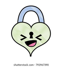 grated happy heart padlock kawaii personage