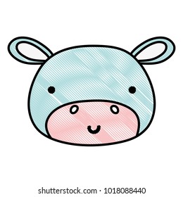 grated happy hippopotamus head wild animal