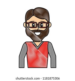 grated happy man wearing glasses and casual shirt