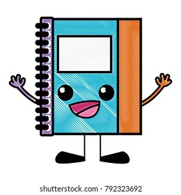 grated happy notebook object kawaii with arms and legs