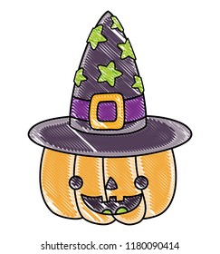 grated happy pumpkin with witch hat style