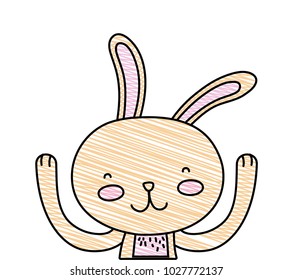 grated happy rabbit animal with hands up