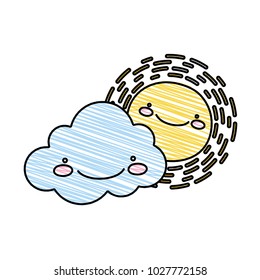 grated happy sun with cloud kawaii natural weather