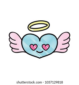 grated heart angel in love kawaii cartoon
