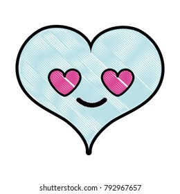 grated heart passion in love kawaii character