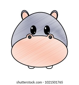 grated hippopotamus head cute animal character